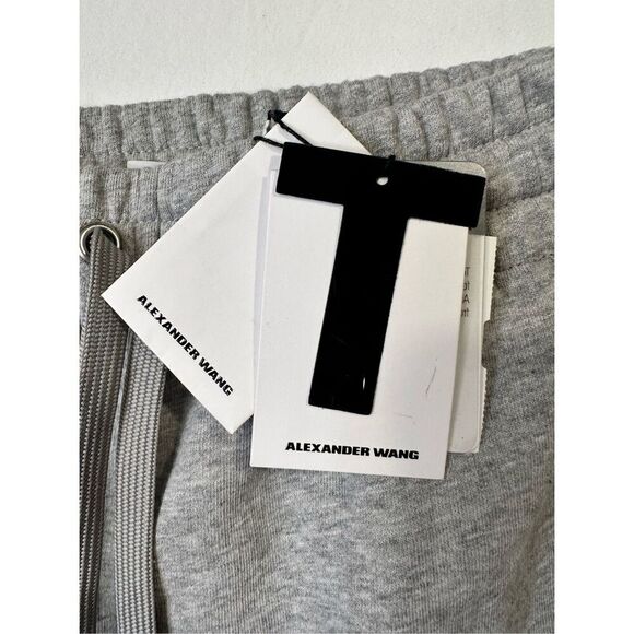 T by Alexander Wang Pull-on Stripped Combo Skirt Heathered Grey Poplin Hem Size - Picture 5 of 11